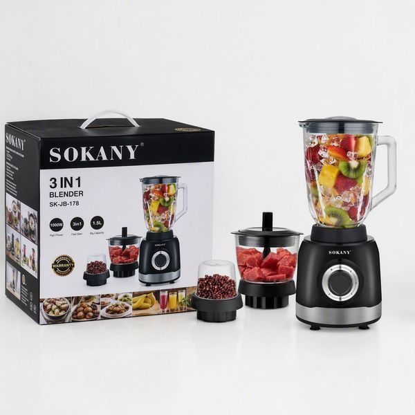 Стационарный блендер Sokany SK-JB-178 &mdash; 1000 Вт, 3 в 1 20002 фото