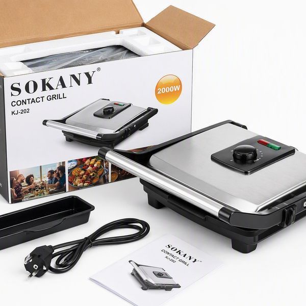 კონტაქტური გრილი Sokany KJ-202 &mdash; 2000 ვტ ელექტრონული მართვით 30001 фото